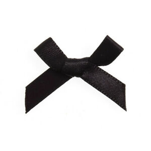 7mm Satin Ribbon Bows x100 Black - Click Image to Close